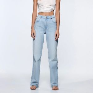 Zara Blue Wide Leg Full Length Jeans